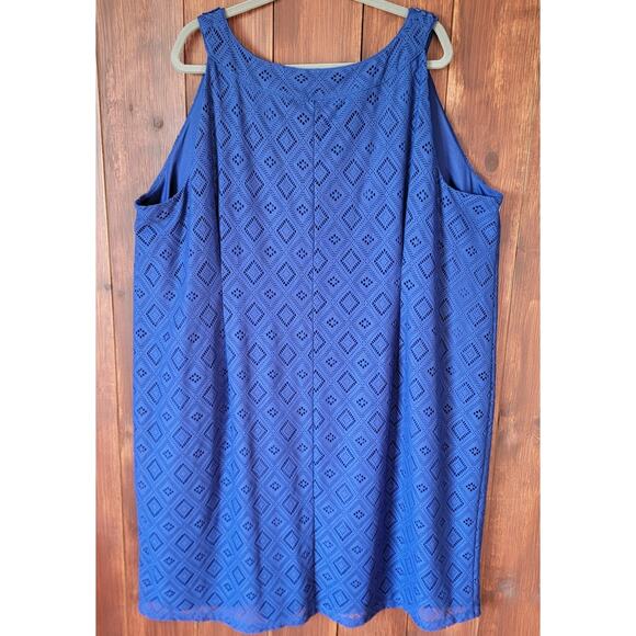 Catherines Plus Royal Blue Eyelet Beaded Mock Neck Sleeveless Midi Sheath Dress - Picture 5 of 5